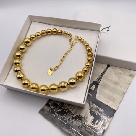 Collier Rigide avec perles dorées