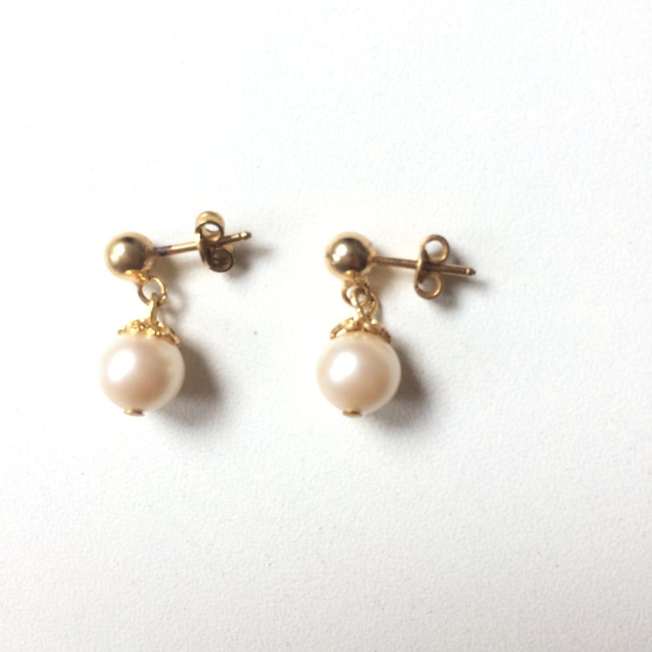 Boucles D'oreilles Nacrées Vintage - Très Petites - Occasion