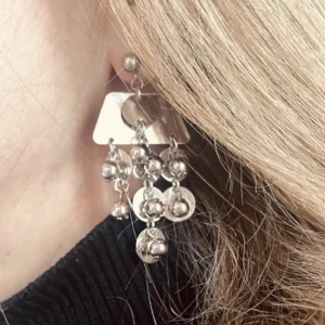 Boucle oreille cascade effet miroir argenté
