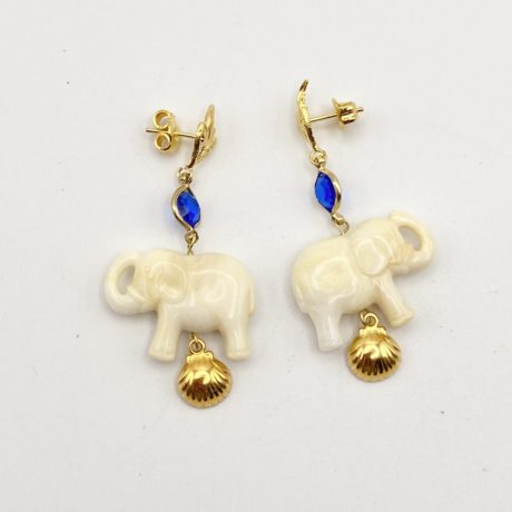 Boucles d'oreilles éléphant bleu