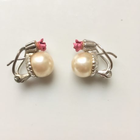 boucles d'oreille perle et rose