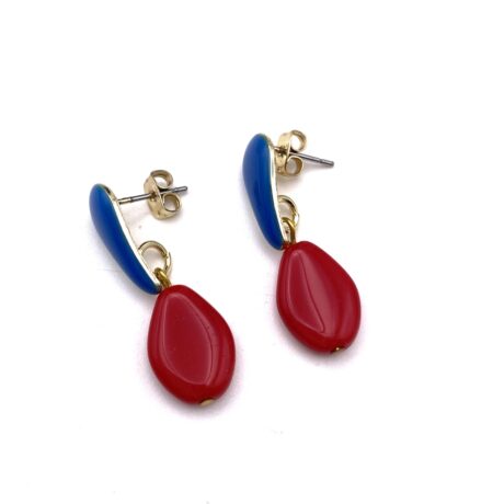 Boucles d'oreilles rouge et bleu