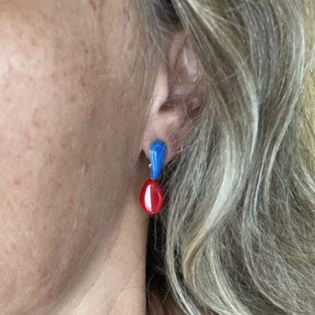 Boucles d'oreilles rouge et bleu