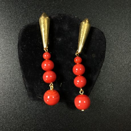 boucles d'oreille vermeil rouge