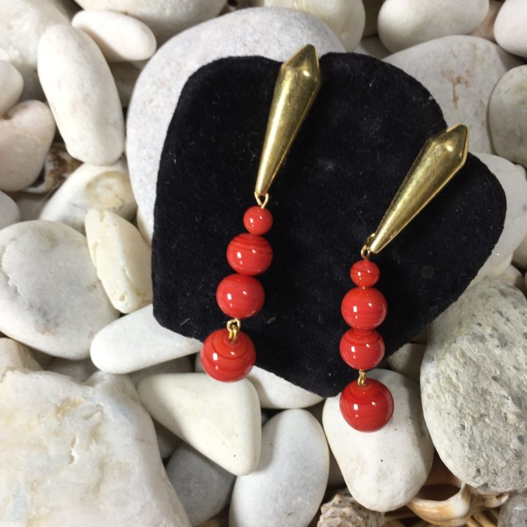 Boucles D'oreilles Vintage Vermeil Et Strass - Style Pendantes, Dormeuses - État Très Bon