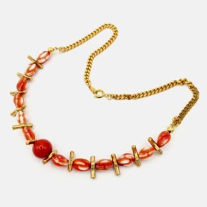 Collier corail pâte de verre
