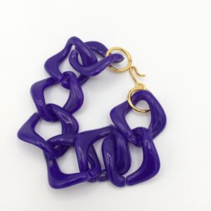 Bracelet anneaux plastique bleu