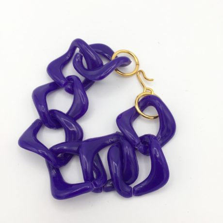 Bracelet anneaux plastique bleu