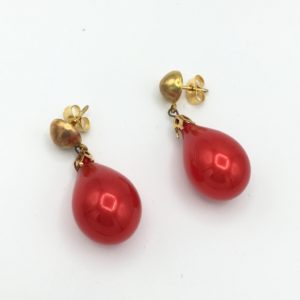 boucles d'oreilles goutte rouge