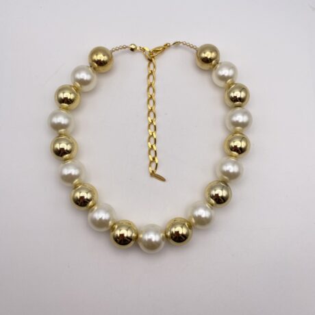 Collier boule doré et nacré_05
