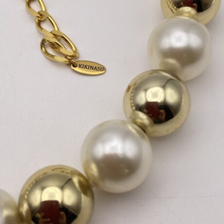 Collier boule doré et nacré_06