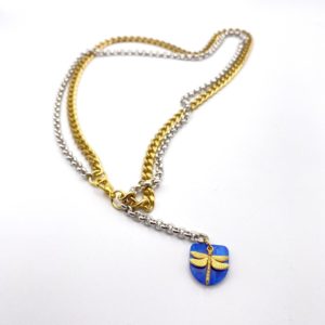 collier libellule bleu