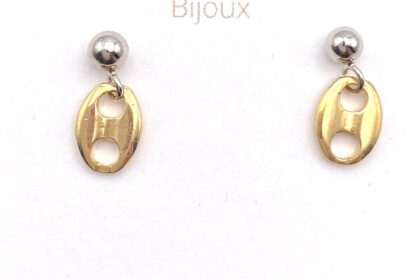 Boucles d'oreilles grain de café mix argent et or