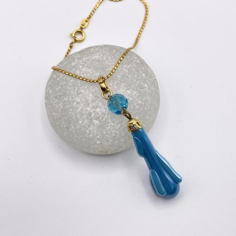 pendentif goutte turquoise verre