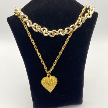 Collier double chaine coeur7