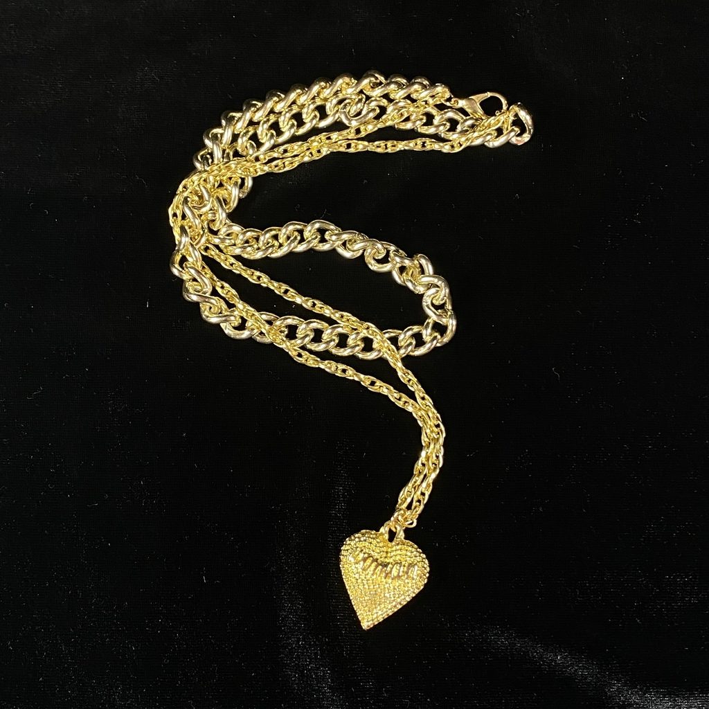 collier double chaines coeur