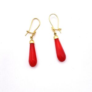 Boucles d'oreilles goutte rouge art déco