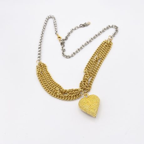 Long collier chaines et coeur