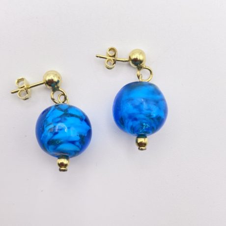 Boucles d'oreilles boule bleu