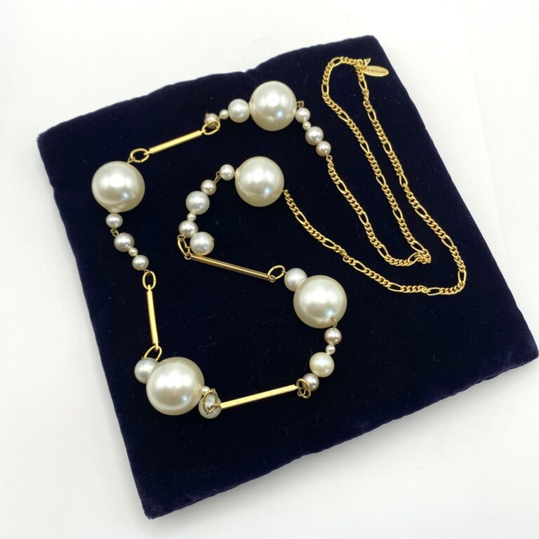 📿 Collier Sautoir Vintage En Bois/Verre - Grosses Perles Noires - Occasion