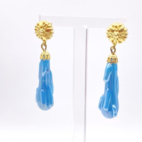 Boucles d'oreilles vermeil et goutte bleu turquoise.