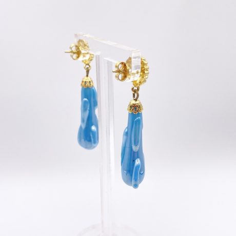 Boucles d'oreilles vermeil et goutte bleu turquoise.