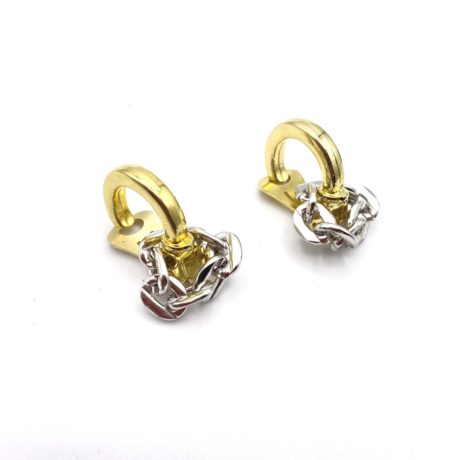 Boucles d'oreilles clips créoles et chaines pendantes