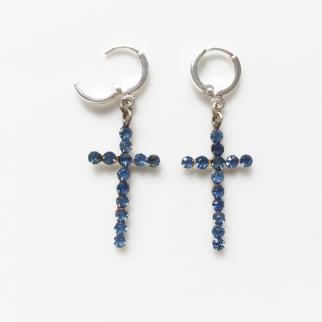 boucles d'oreilles croix bleu