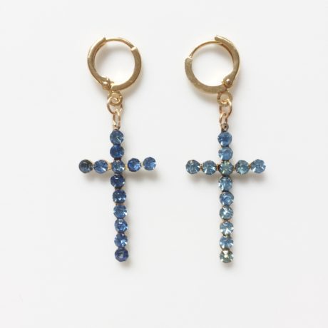 boucles d'oreilles croix bleu