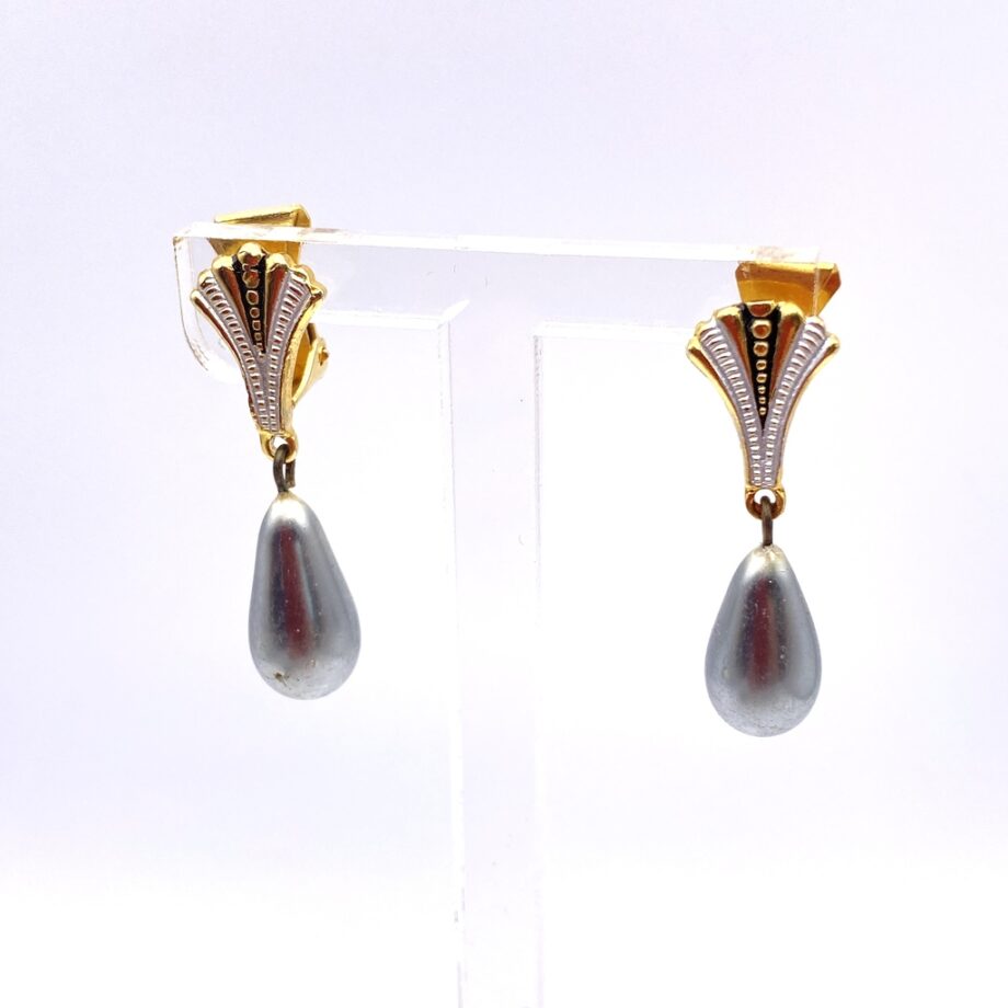 Boucles D'oreilles Clips En Mosaïque De Nacre - Vintage, Style Rétro