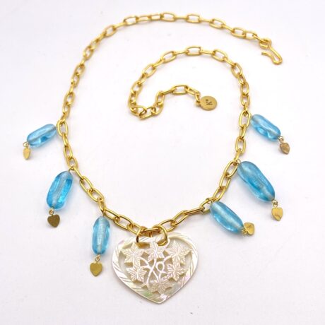 Collier coeur nacre et perle