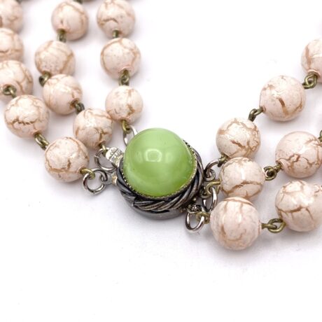 Collier perle rose et fermoir vert_05