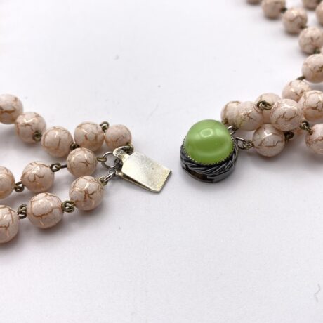 Collier perle rose et fermoir vert_07