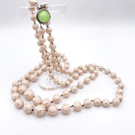 Collier perle rose et fermoir vert_11