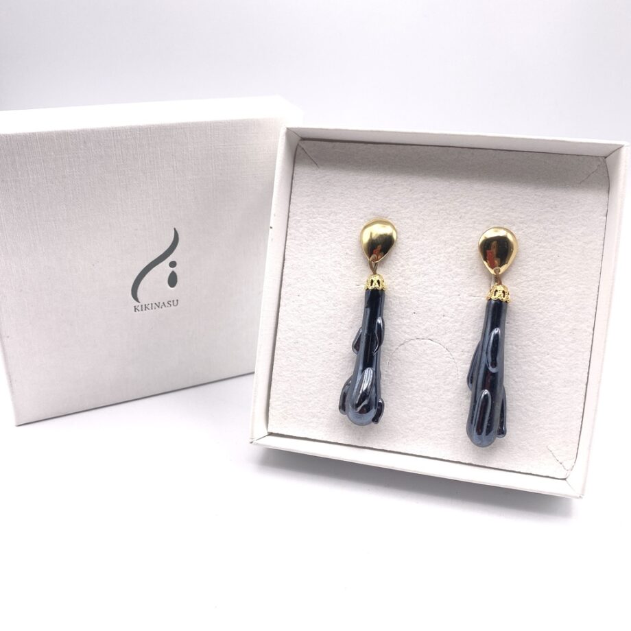 Boucles D'oreilles Pendantes Vintage Edouard Rambaud - Goutte En Verre - Années 80