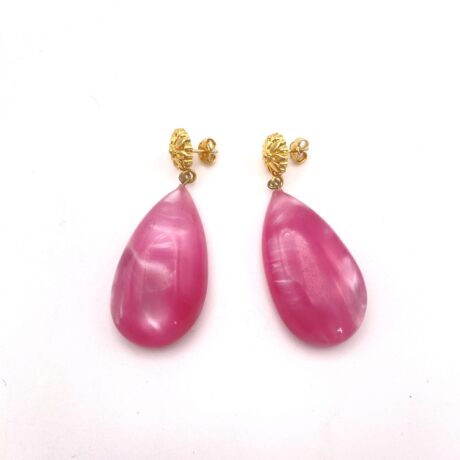 Boucles d'oreilles avec grosses goutte coloré pendante