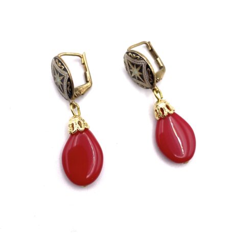 Boucles d'oreilles gouttes rouge