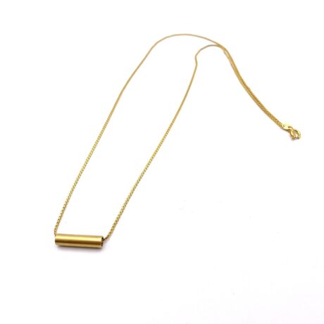 Collier pendentif tube doré