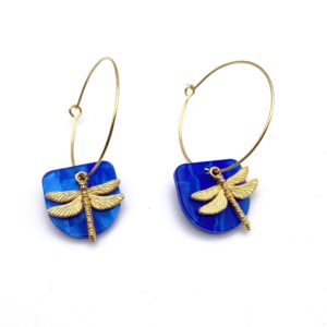 Boucles d'oreille libellule bleu