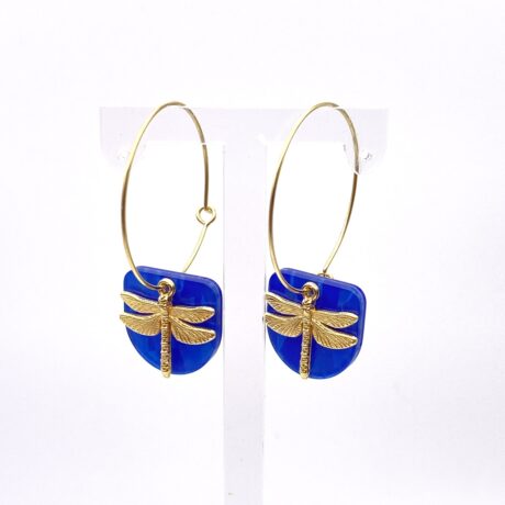 Boucles d'oreille libellule bleu