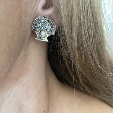 Boucle oreille coquille argent1