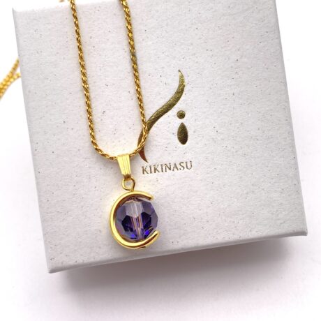 Collier pendentif lune violette_04