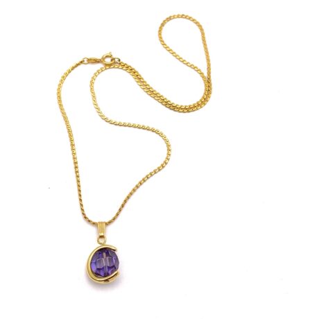 Collier pendentif lune violette_06