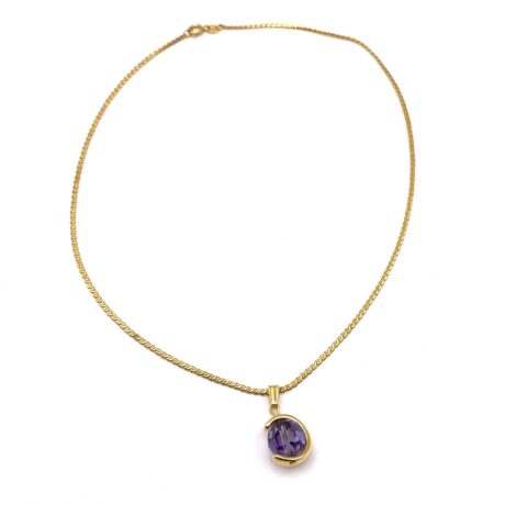 Collier pendentif lune violette_07