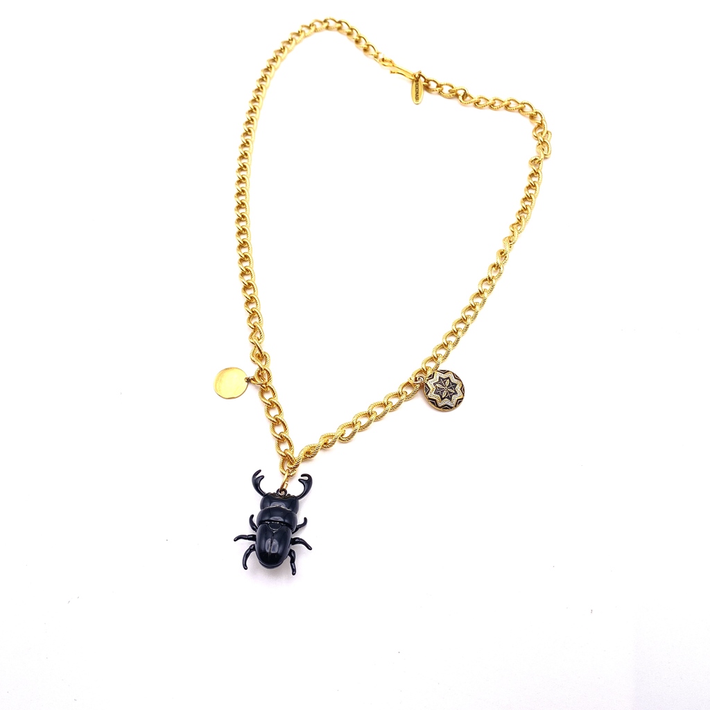 ANCIEN COLLIER EN céramique turquoise scarabée ??? EUR 20,00 - FR
