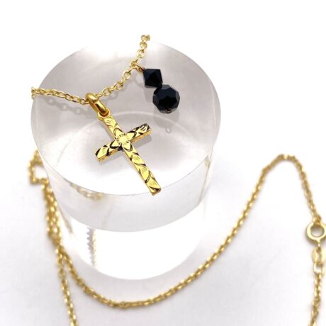 Pendentif croix et perle noire_03