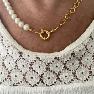 Collier chaine perle fermoir marin