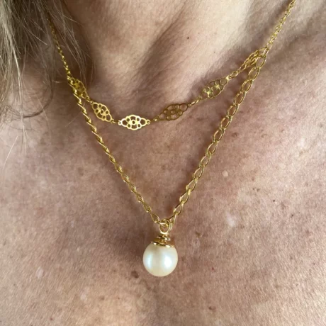 Collier double chaine et perle pendant_05