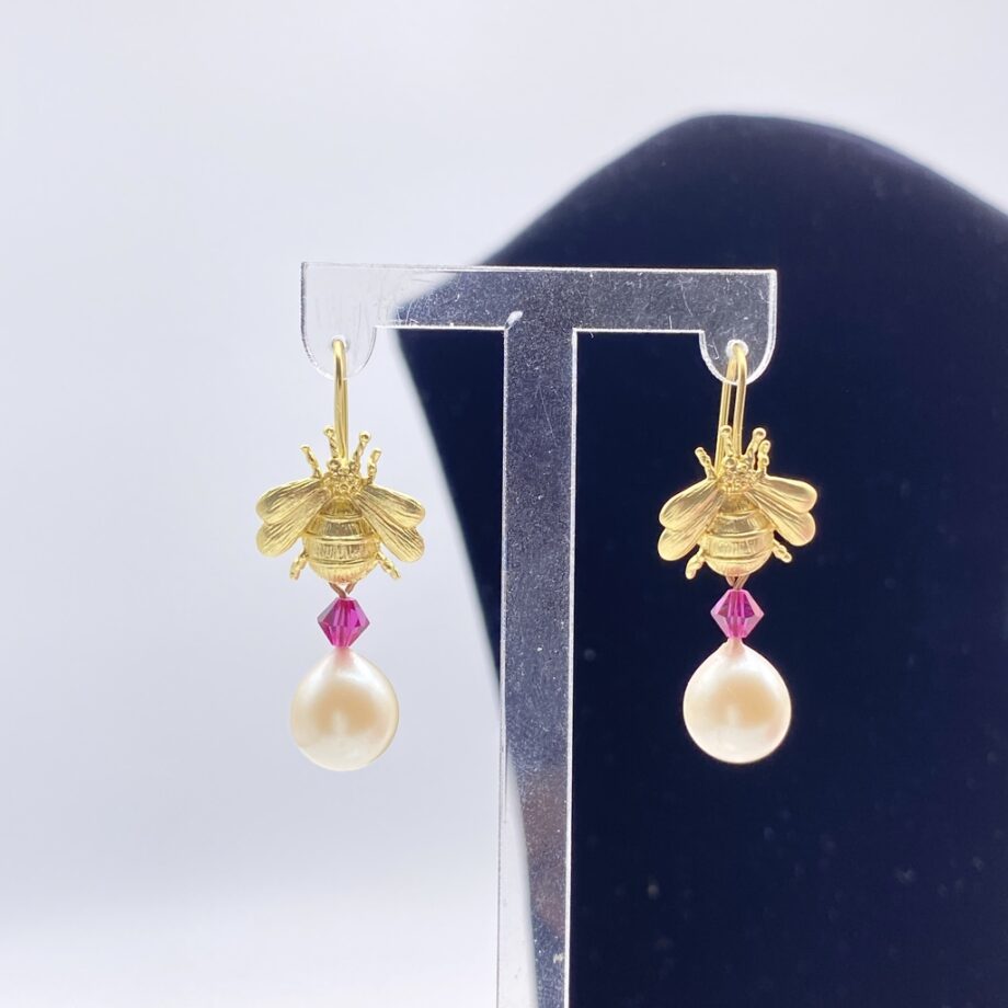 Boucle D'oreille Alvéole Et Abeille | Nébuleuse Bijoux