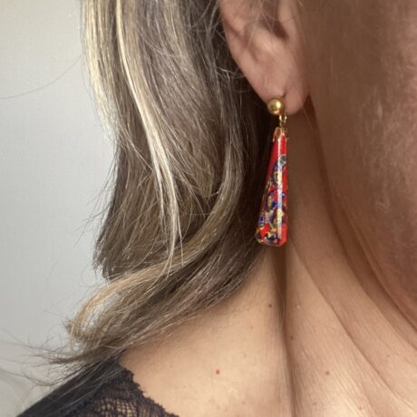 Boucles d'oreilles verre rouge 30s